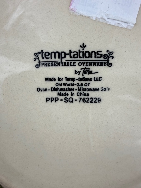 Temp-Tations Old World Green 2.5 QT Stoneware Bowl - Picture 3 of 4